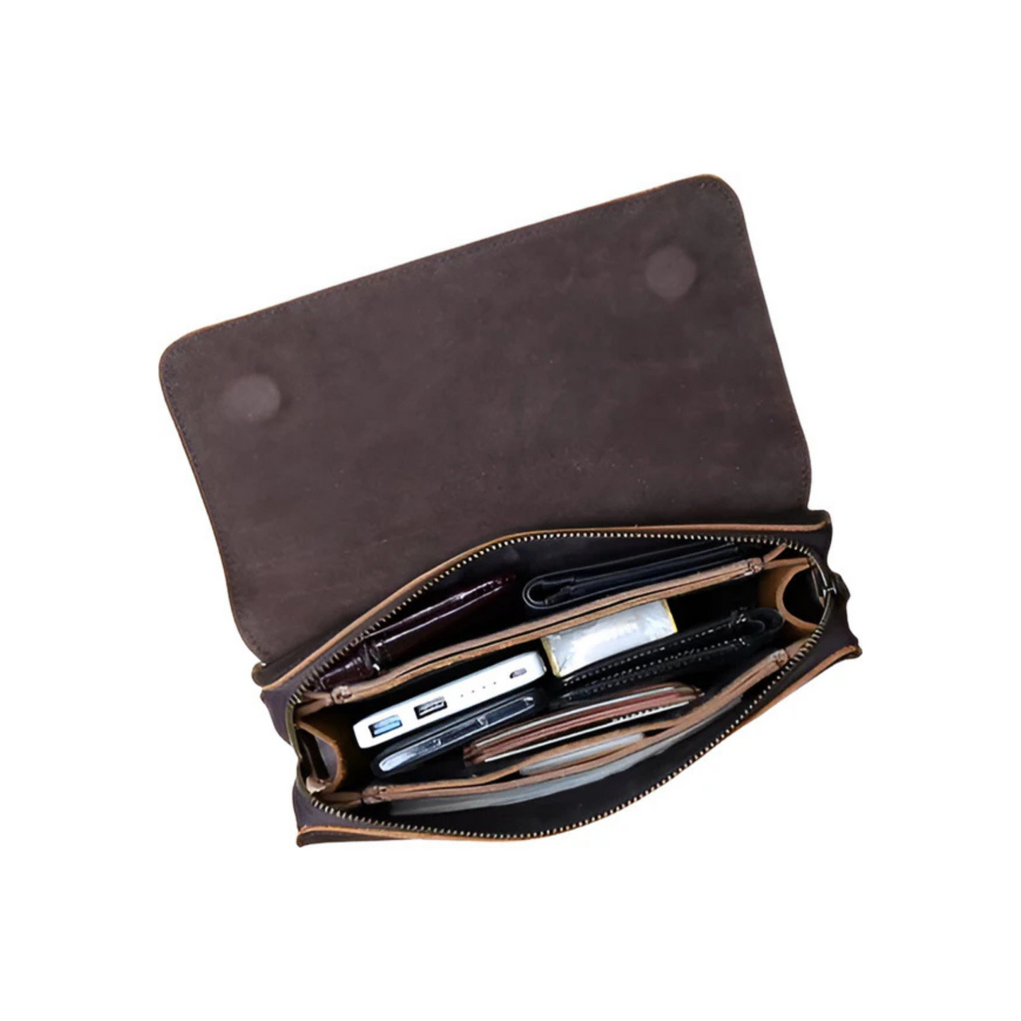 CarryQuest® - Vintage Heren Clutch - Telefoon Tas - Bruin