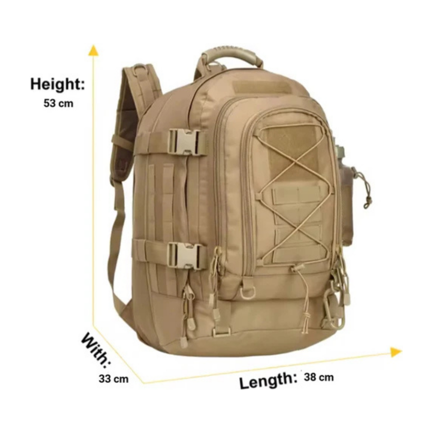 CarryQuest® - 65L - Military - Rugzak - Wandelen - Kamperen - Vissen - Outdoor - Khaki