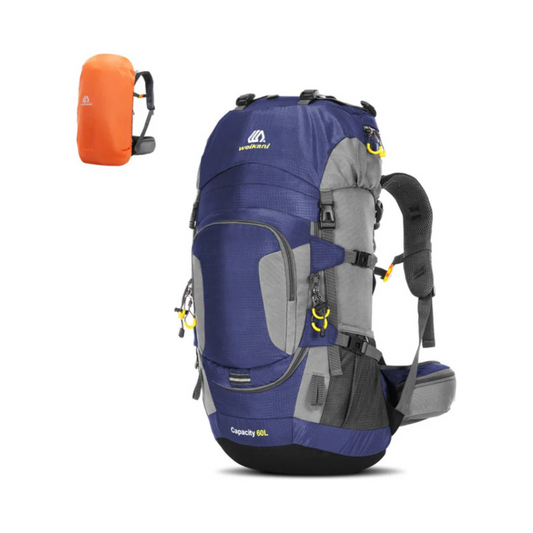 CarryQuest® - 60L - Hiking Backpack - Rucksack - Hiking - Waterproof - Durable - Polyester - Blue