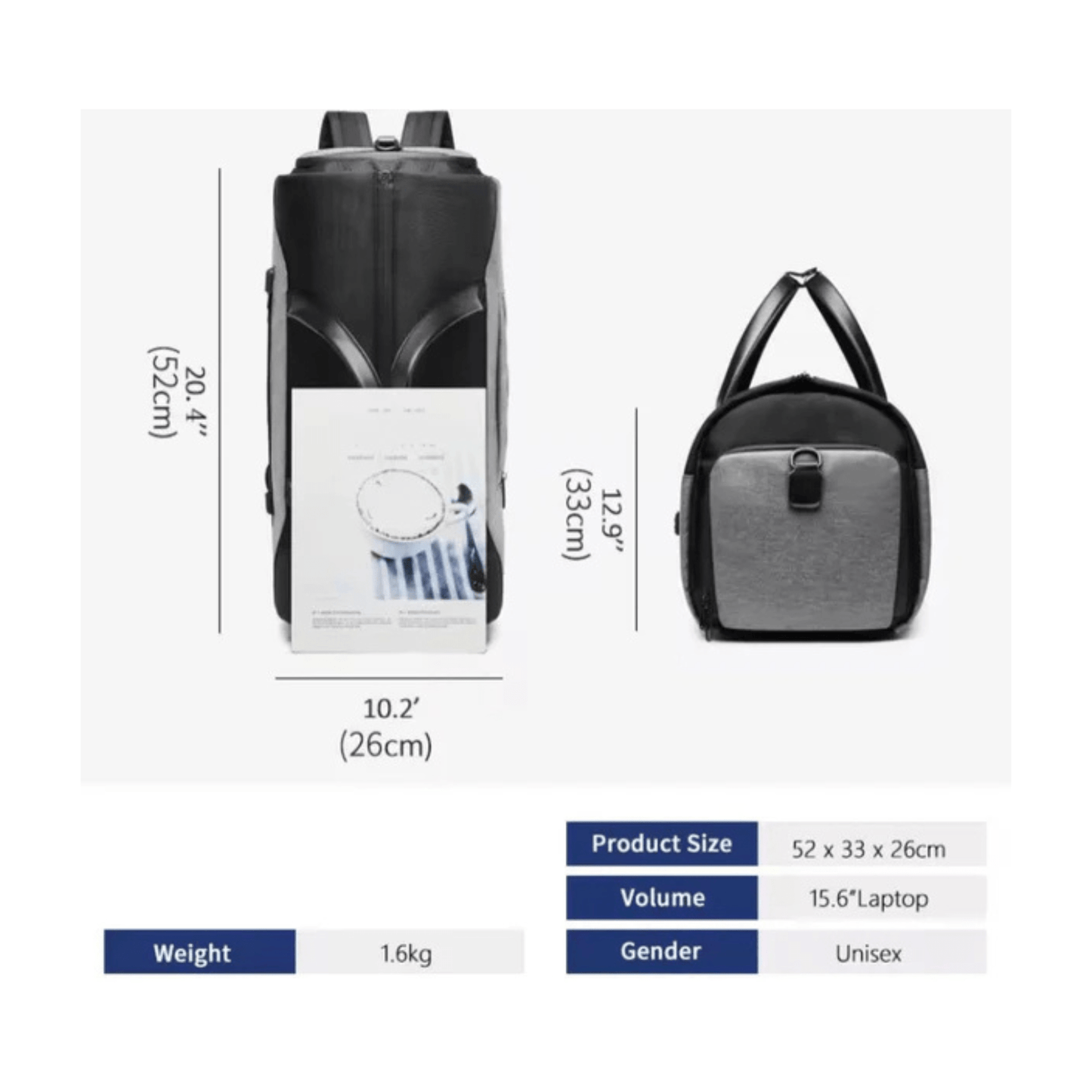 Avoir Zakelijke Reistas/Weekendtas - Waterdicht - Schoenenzak - Handbagage - ZwartCarryQuestsimple