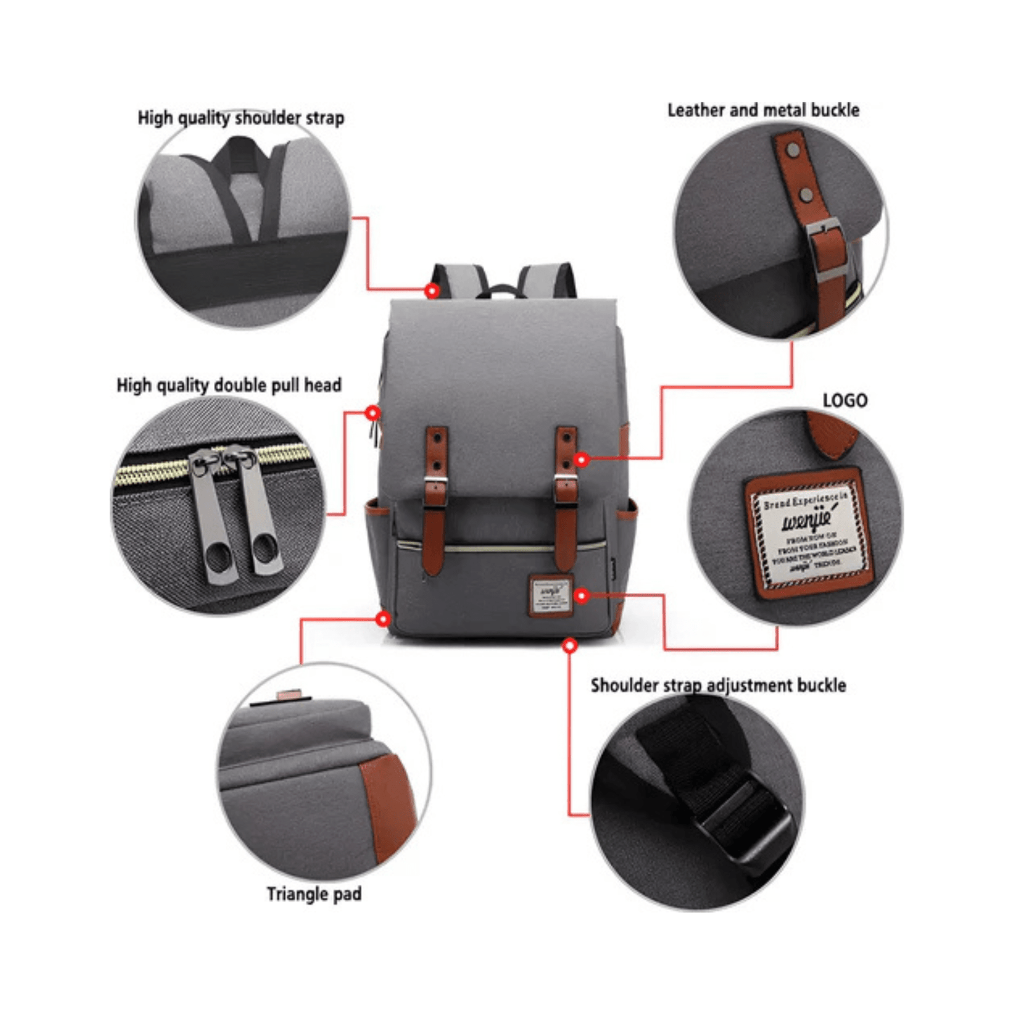 CarryQuest® - 16 Inch Laptop Rugzak - Schooltassen - 20 - 35 Liter - Unisex - RoodCarryQuestsimple