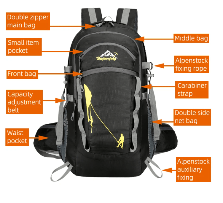 CarryQuest® - 40L - Wandel Rugzak - Fietsen - Waterzak & Regenhoes - 4 KleurenCarryQuestWandel Rugzak40L