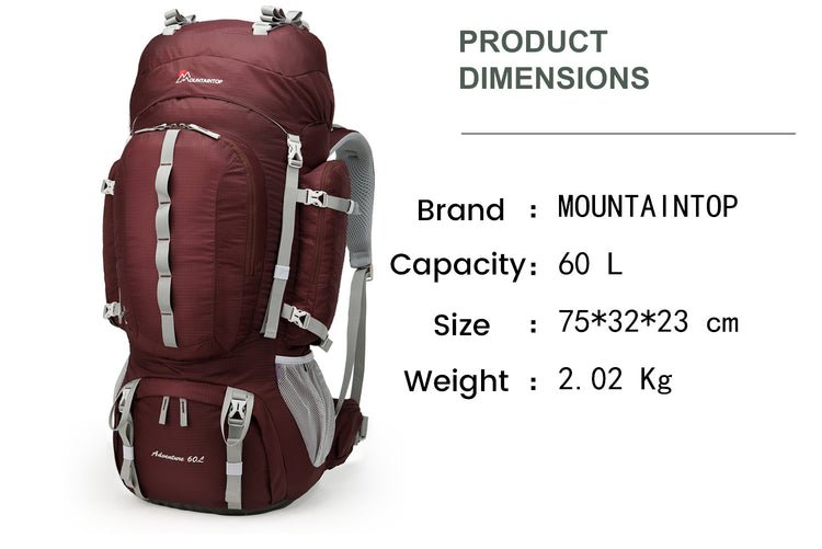 CarryQuest® 60L Bergwandelen Rugzak – Waterdicht & Lichtgewicht – Perfect voor Outdoor ReizenCarryQuest®Wandel Rugzak60L