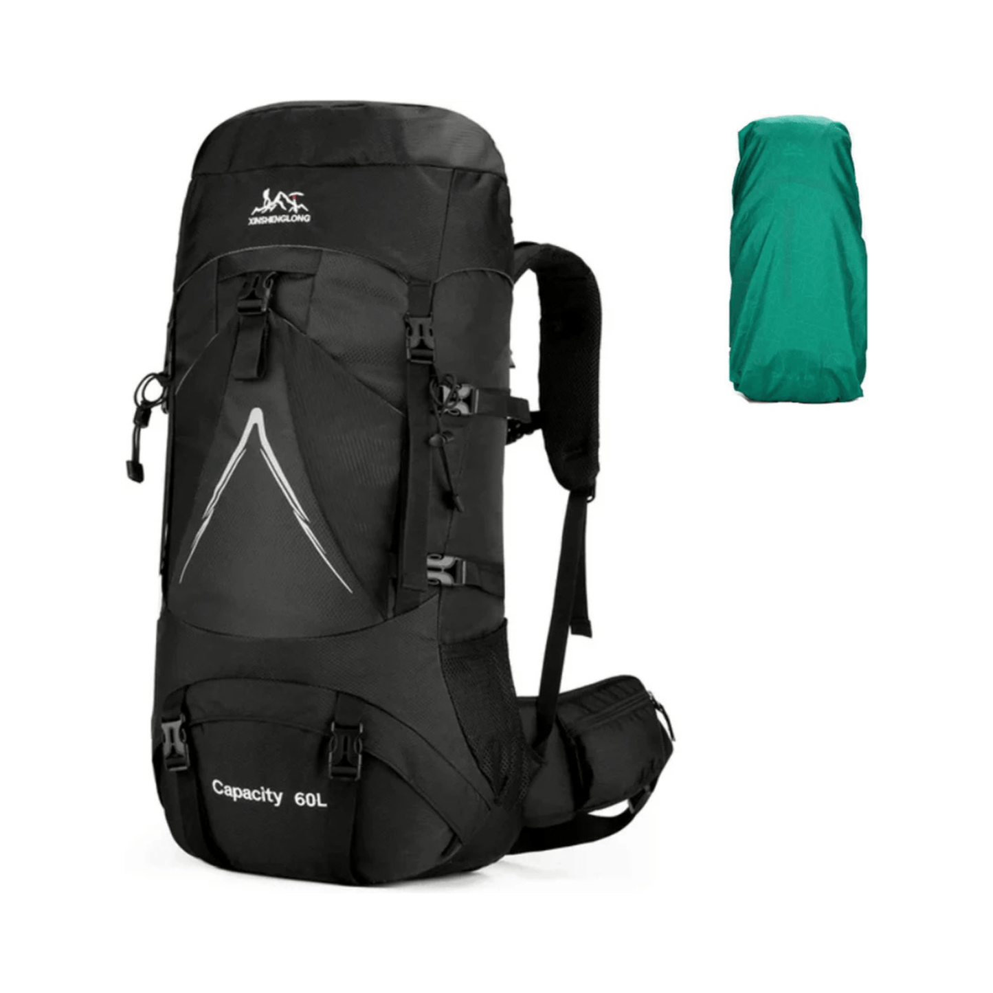 CarryQuest® - 60L - Hiking Rugzak - Rugzak - Waterdicht - Duurzaam - Nylon - Wandelen - ZwartCarryQuestsimple