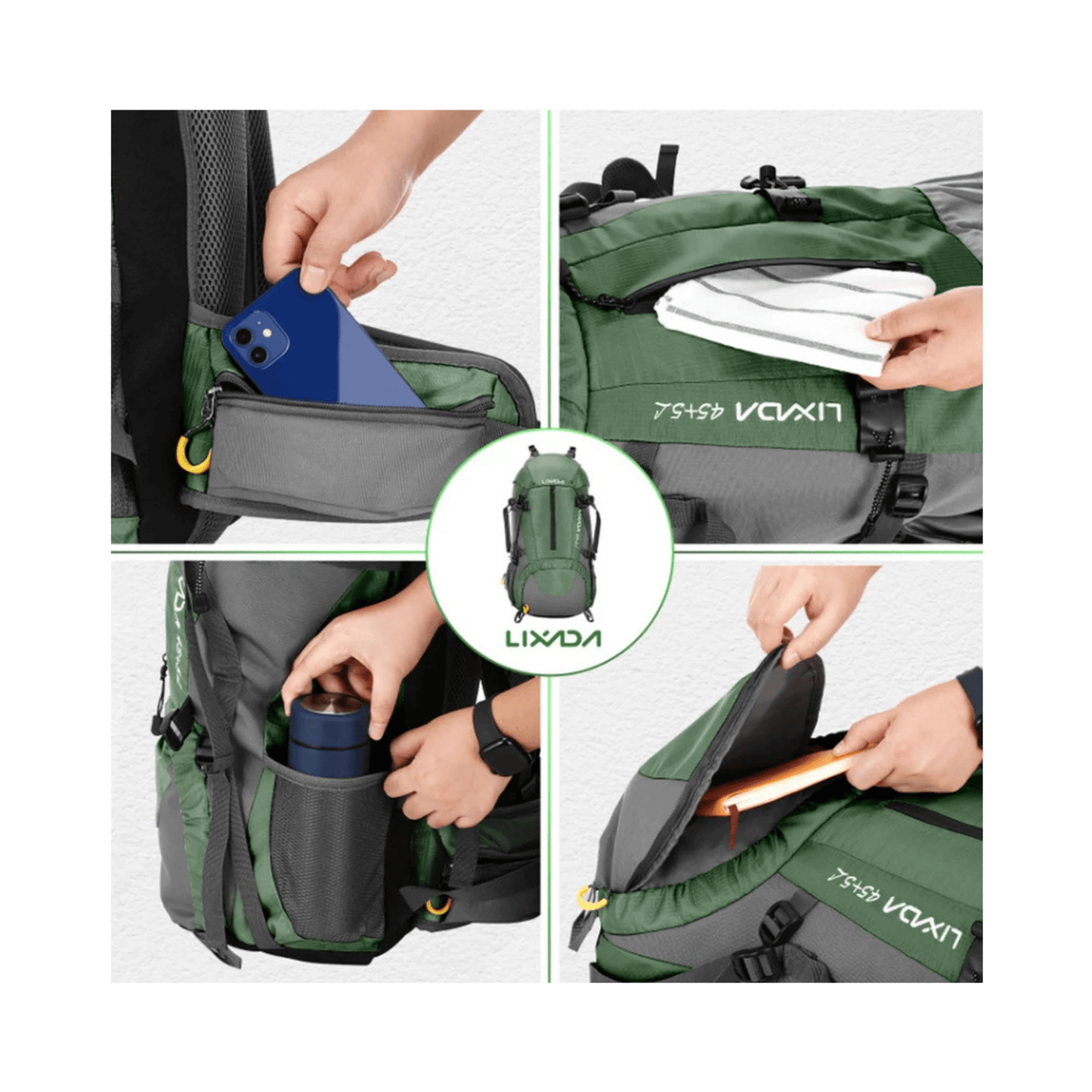 CarryQuest® - 60L - Wandelrugzak - Rugzak - Wandelen - Waterbestendig - Duurzaam - Polyester - GroenCarryQuestsimple