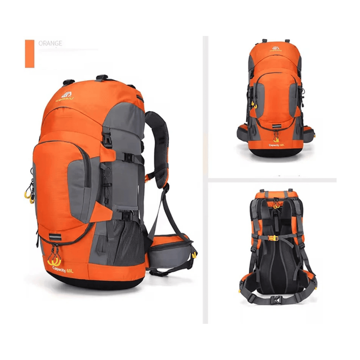CarryQuest® - 60L - Wandelrugzak - Rugzak - Wandelen - Waterbestendig - Duurzaam - Polyester - OranjeCarryQuestsimple