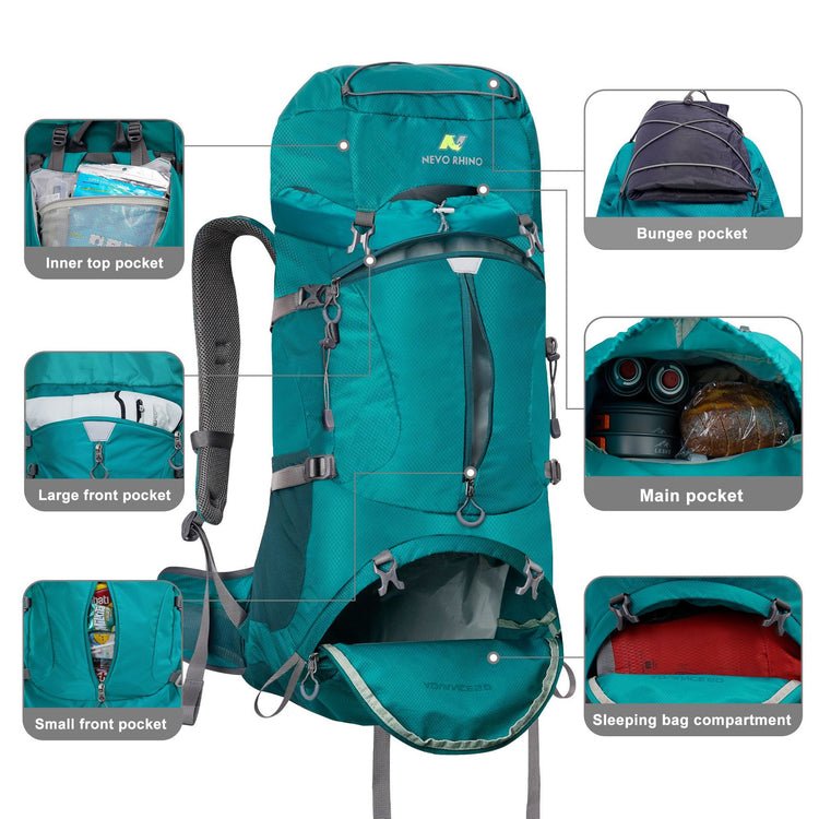 CarryQuest® 60L Waterdichte Bergbeklim Rugzak – Lichtgewicht en ErgonomischCarryQuest®Wandel Rugzak60L