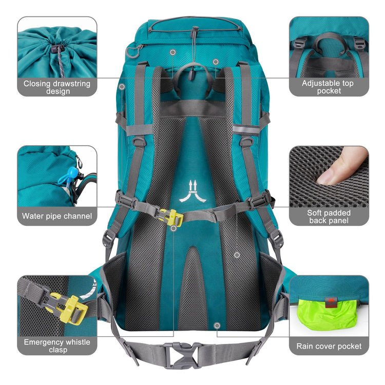 CarryQuest® 60L Waterdichte Bergbeklim Rugzak – Lichtgewicht en ErgonomischCarryQuest®Wandel Rugzak60L