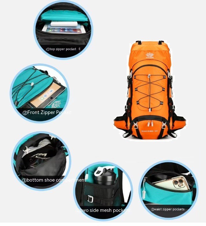CarryQuest® - 65L - Camping/Wandel Rugzak - Regenhoes - 6 kleurenCarryQuestWandel Rugzak65L