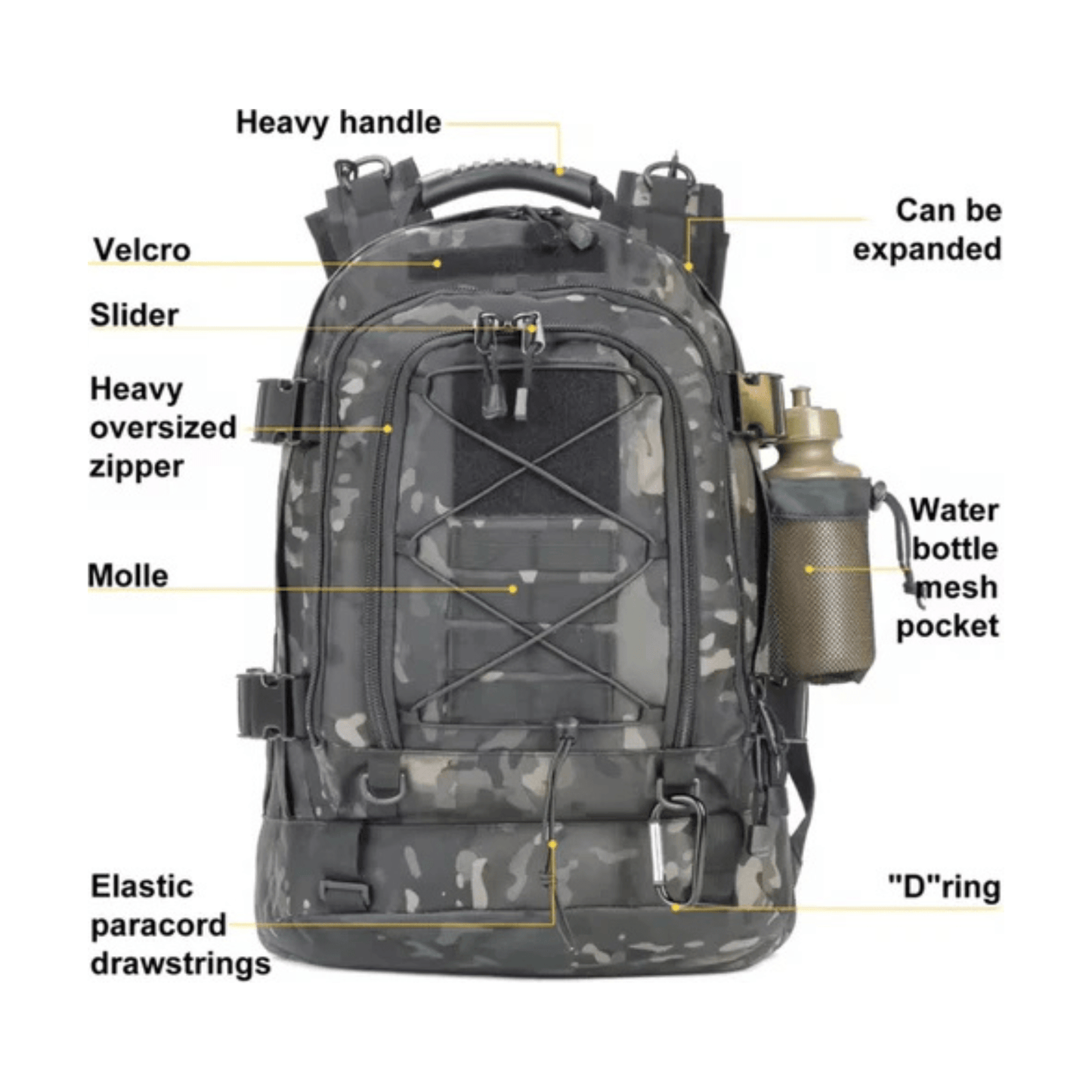 CarryQuest® - 65L - Military - Rugzak - Wandelen - Kamperen - Vissen - Outdoor - CamouflageCarryQuestsimple