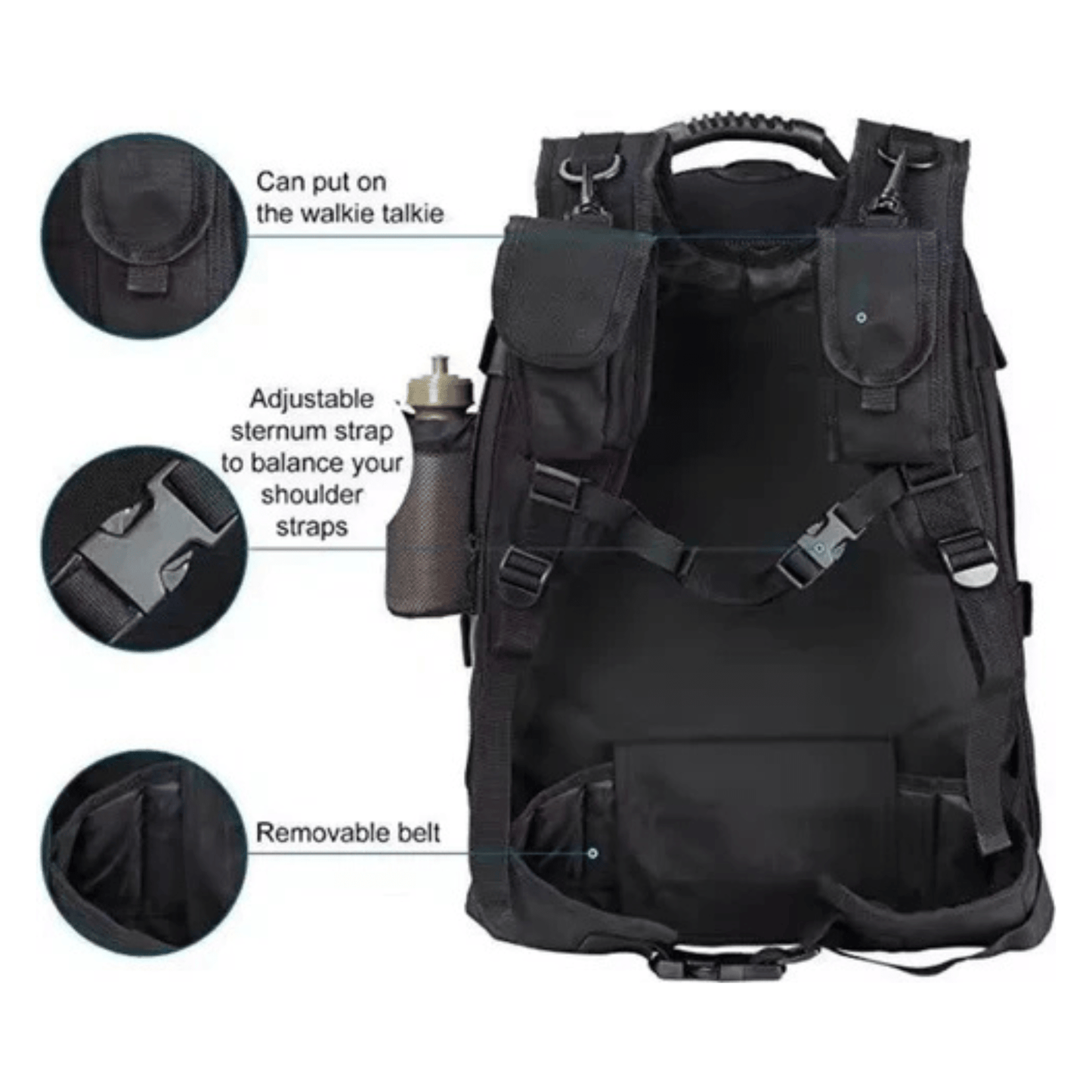 CarryQuest® - 65L - Military - Rugzak - Wandelen - Kamperen - Vissen - Outdoor - ZwartCarryQuestsimple