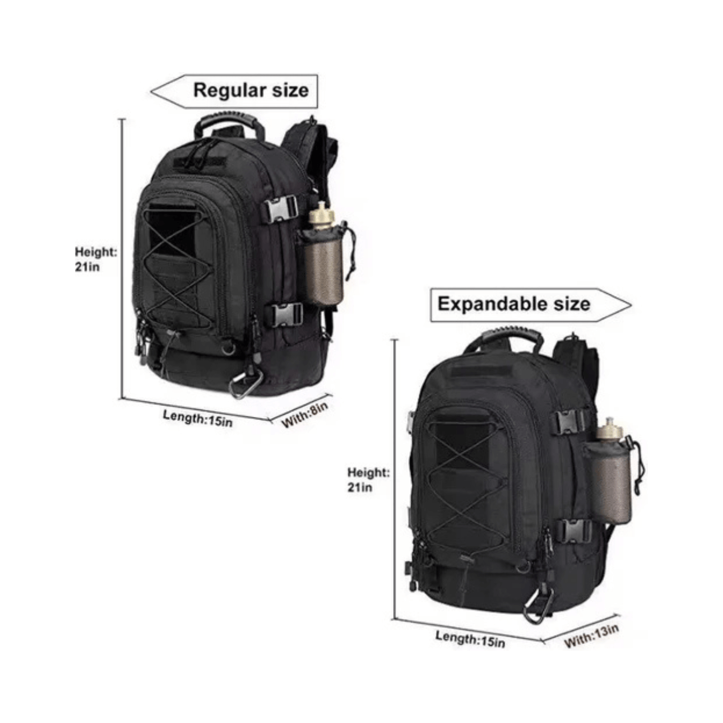CarryQuest® - 65L - Military - Rugzak - Wandelen - Kamperen - Vissen - Outdoor - ZwartCarryQuestsimple