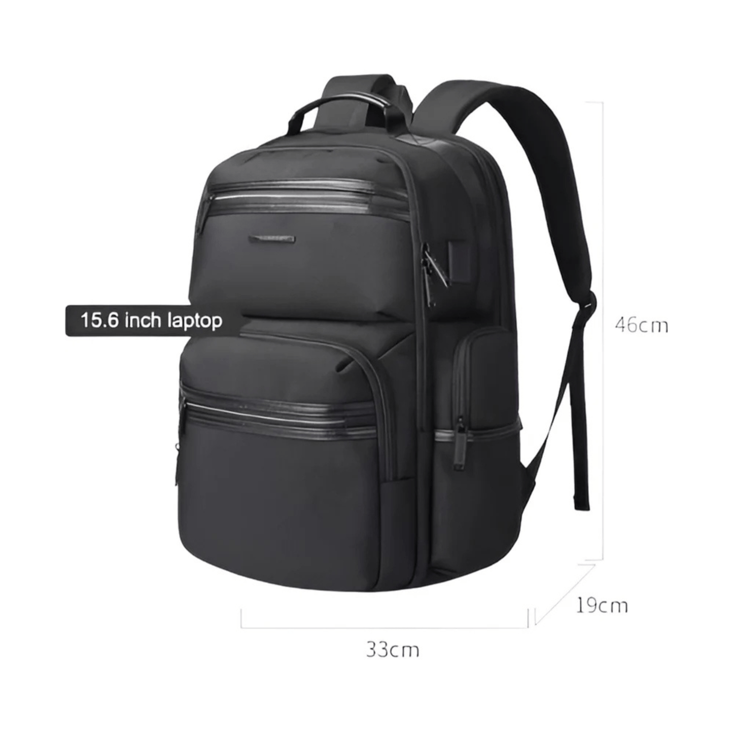 CarryQuest® - Anti - diefstal Laptop Rugzak 15,6" - Waterdicht + USB Oplaadpoort - Schooltassen - Zwart