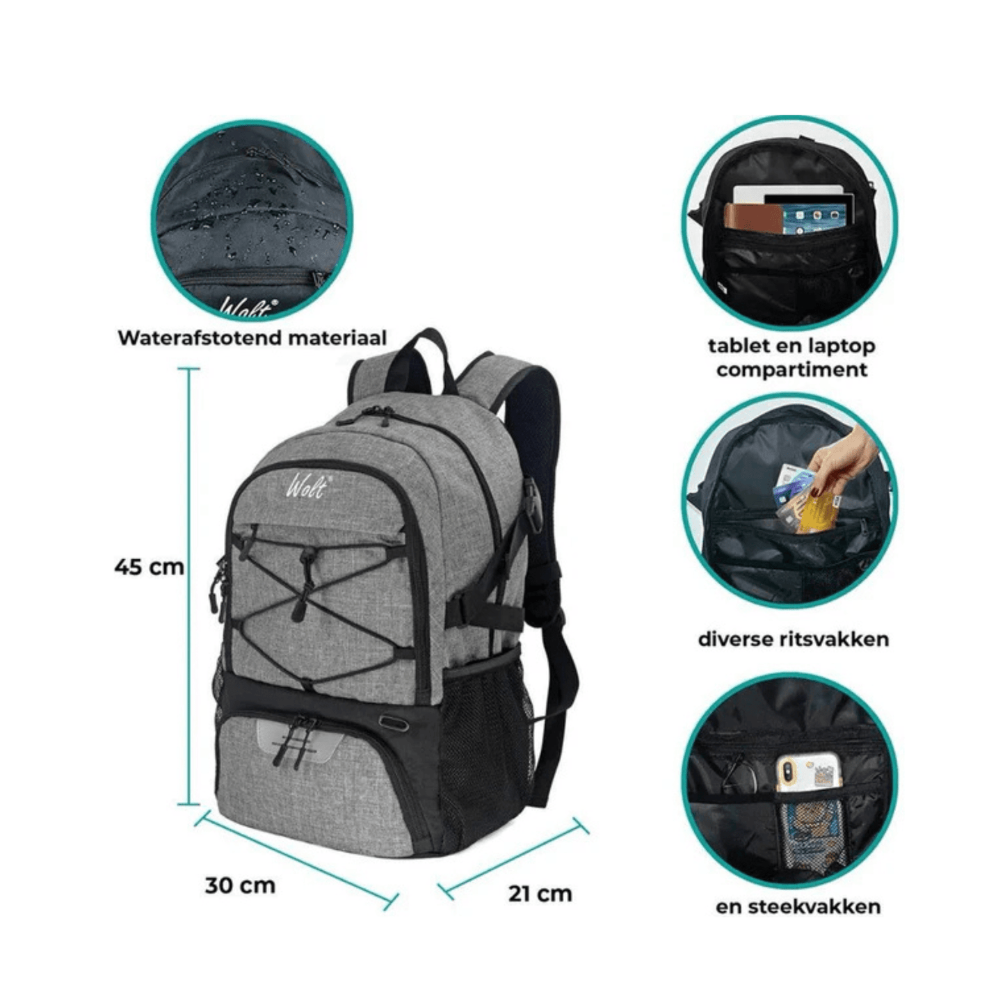 CarryQuest® - Basketbal Voetbal Rugzak - Waterbestendig - GrijsCarryQuestsimple