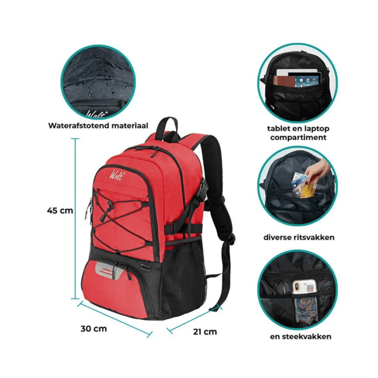 CarryQuest® - Basketbal Voetbal Rugzak - Waterbestendig - RoodCarryQuestsimple