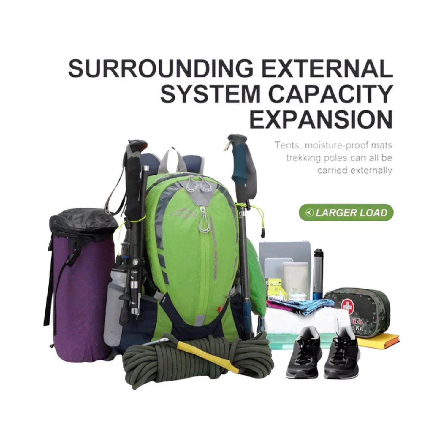 CarryQuest® - Bergbeklimmen Hydratatie Rugzak 25L + 2L Waterzak En Regenhoes - Ergonomisch & Duurzaam - Wandel Rugzak - Groen
