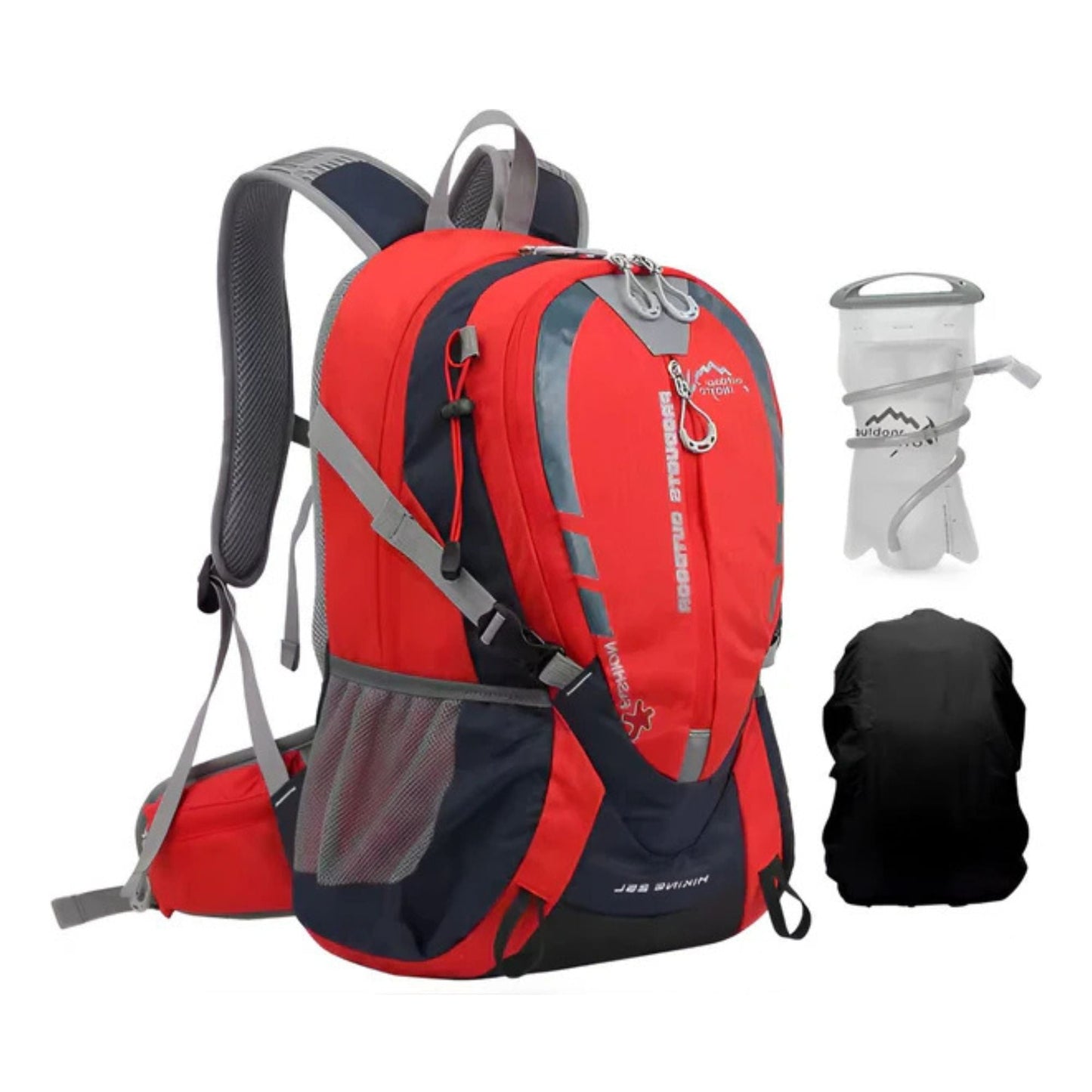 CarryQuest® - Bergbeklimmen Hydratatie Rugzak 25L + 2L Waterzak En Regenhoes - Ergonomisch & Duurzaam - Wandel Rugzak - Rood
