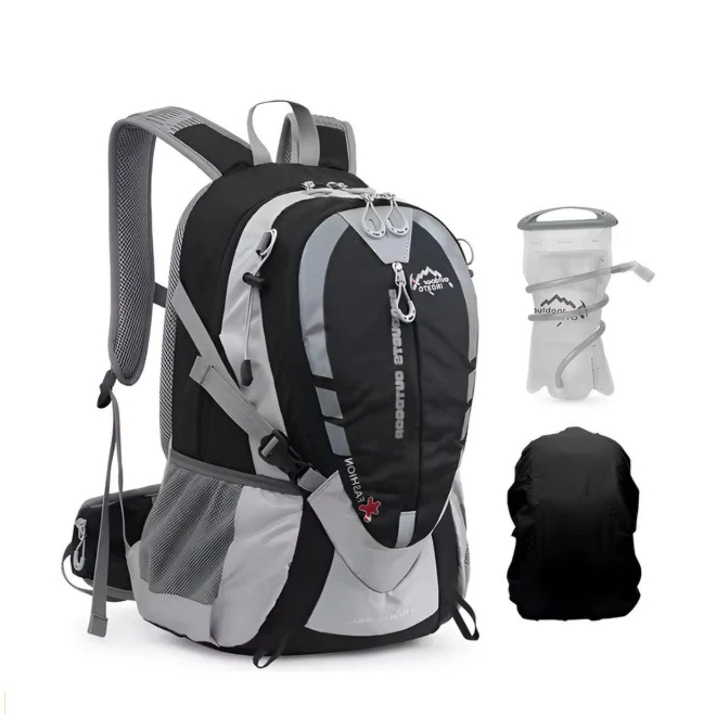 CarryQuest® - Bergbeklimmen Hydratatie Rugzak 25L + 2L Waterzak En Regenhoes - Ergonomisch & Duurzaam - Wandel Rugzak - Zwart