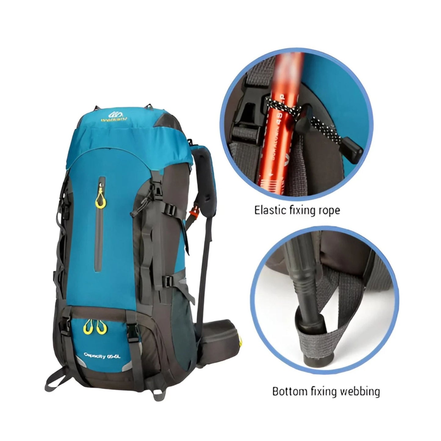 CarryQuest® - Bergbeklimming Rugzak 70L - Waterdicht Nylon + Regenhoes - Schoudertas - BlauwCarryQuestsimple
