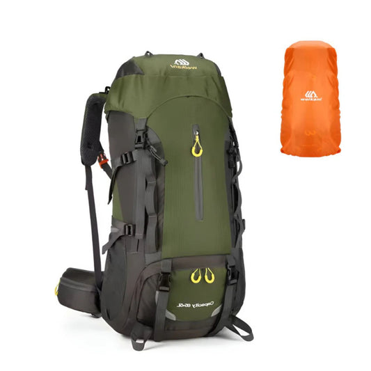 CarryQuest® - Bergbeklimming Rugzak 70L - Waterdicht Nylon + Regenhoes - Schoudertas - Groen