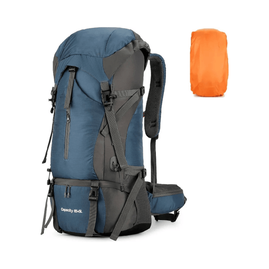 CarryQuest® - Camping - Reistas met Regenhoes - 70L Capaciteit - Donker Blauw