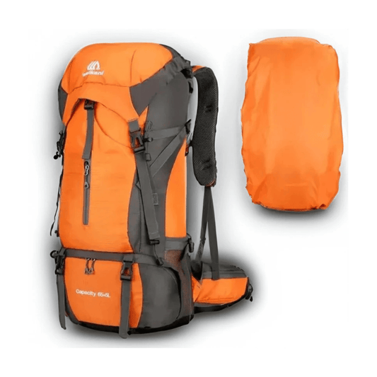 CarryQuest® - Camping - Reistas met Regenhoes - 70L Capaciteit - Oranje