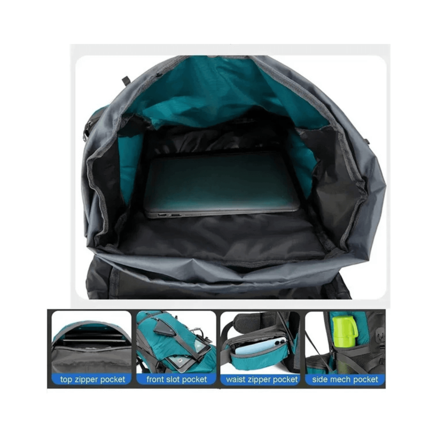 CarryQuest® - Camping - Reistas met Regenhoes - 70L Capaciteit - ZwartCarryQuestsimple