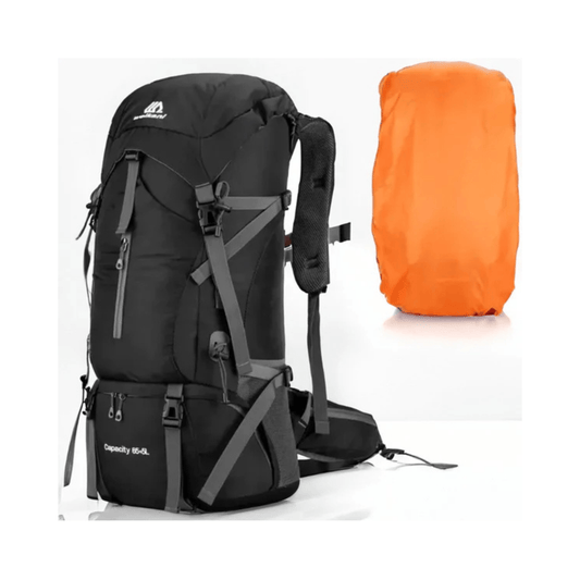 CarryQuest® - Camping - Reistas met Regenhoes - 70L Capaciteit - Zwart