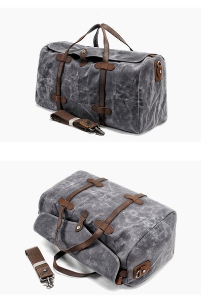 CarryQuest® Casual Waxed Canvas Duffle Bag - 54x30x22cm - Waterdicht - Grijs - Weekendtas - ReizenCarryQuestReis - /WeekendtasDone
