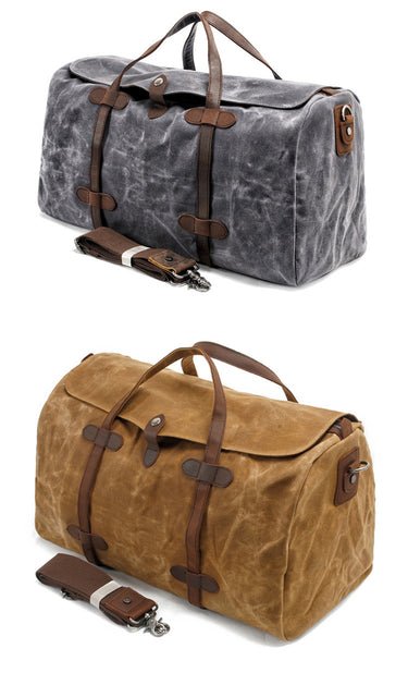 CarryQuest® Casual Waxed Canvas Duffle Bag - 54x30x22cm - Waterdicht - Grijs - Weekendtas - ReizenCarryQuestReis - /WeekendtasDone