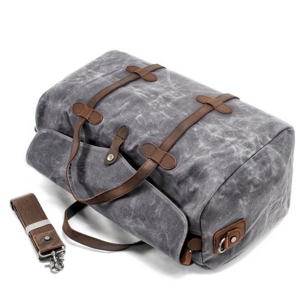 CarryQuest® Casual Waxed Canvas Duffle Bag - 54x30x22cm - Waterdicht - Grijs - Weekendtas - ReizenCarryQuestReis - /WeekendtasDone