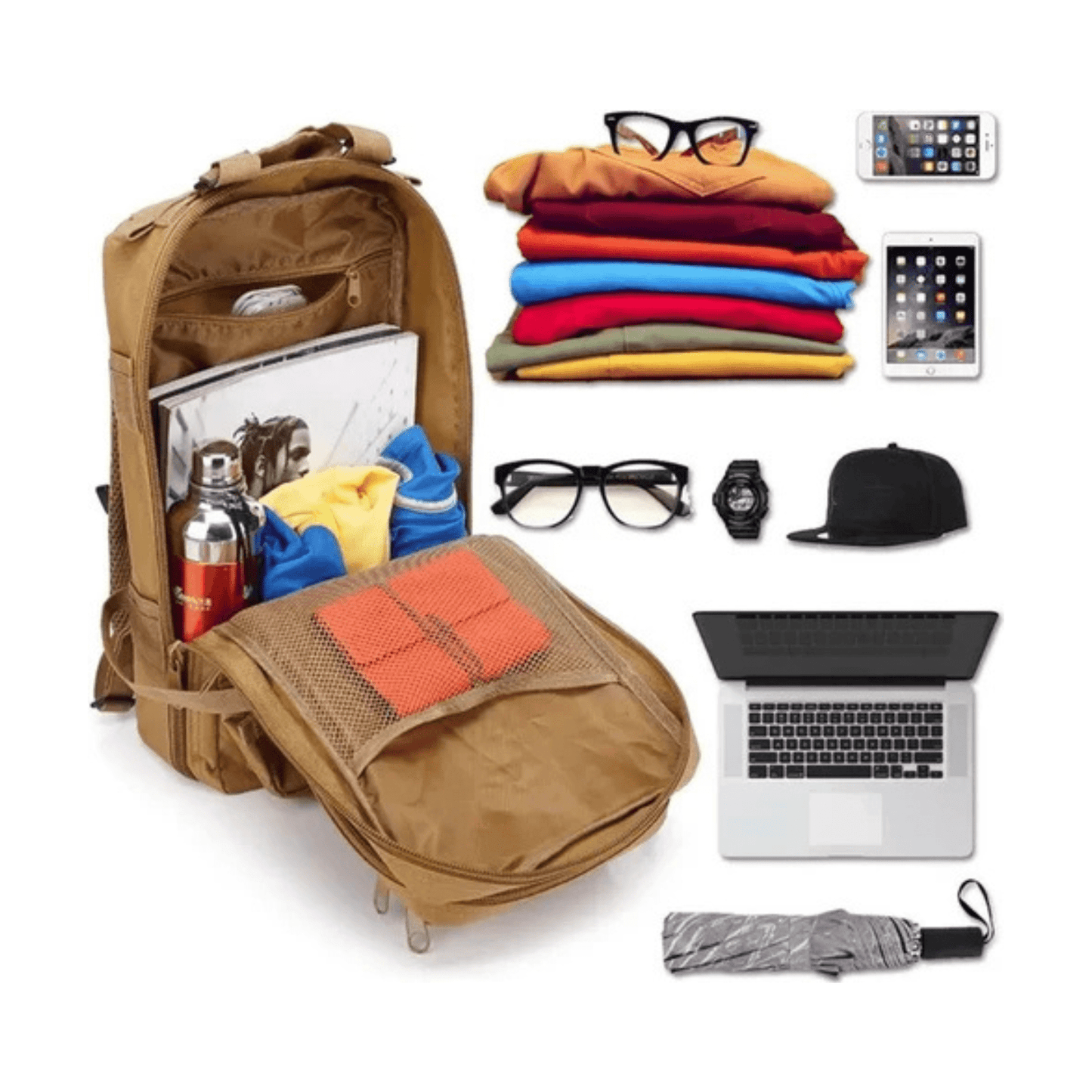 CarryQuest® - Duurzaam nylon - Camouflage - lichtgewicht en draagbaar - 30 liter capaciteit - Khaki