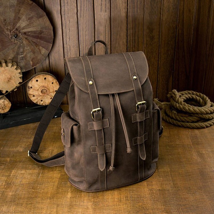 CarryQuest® Echte Leren Koehuid Rugzak – Vintage Stijl – Waterdicht en Ruim 36 - 55LCarryQuest®simpleNiet Klaar