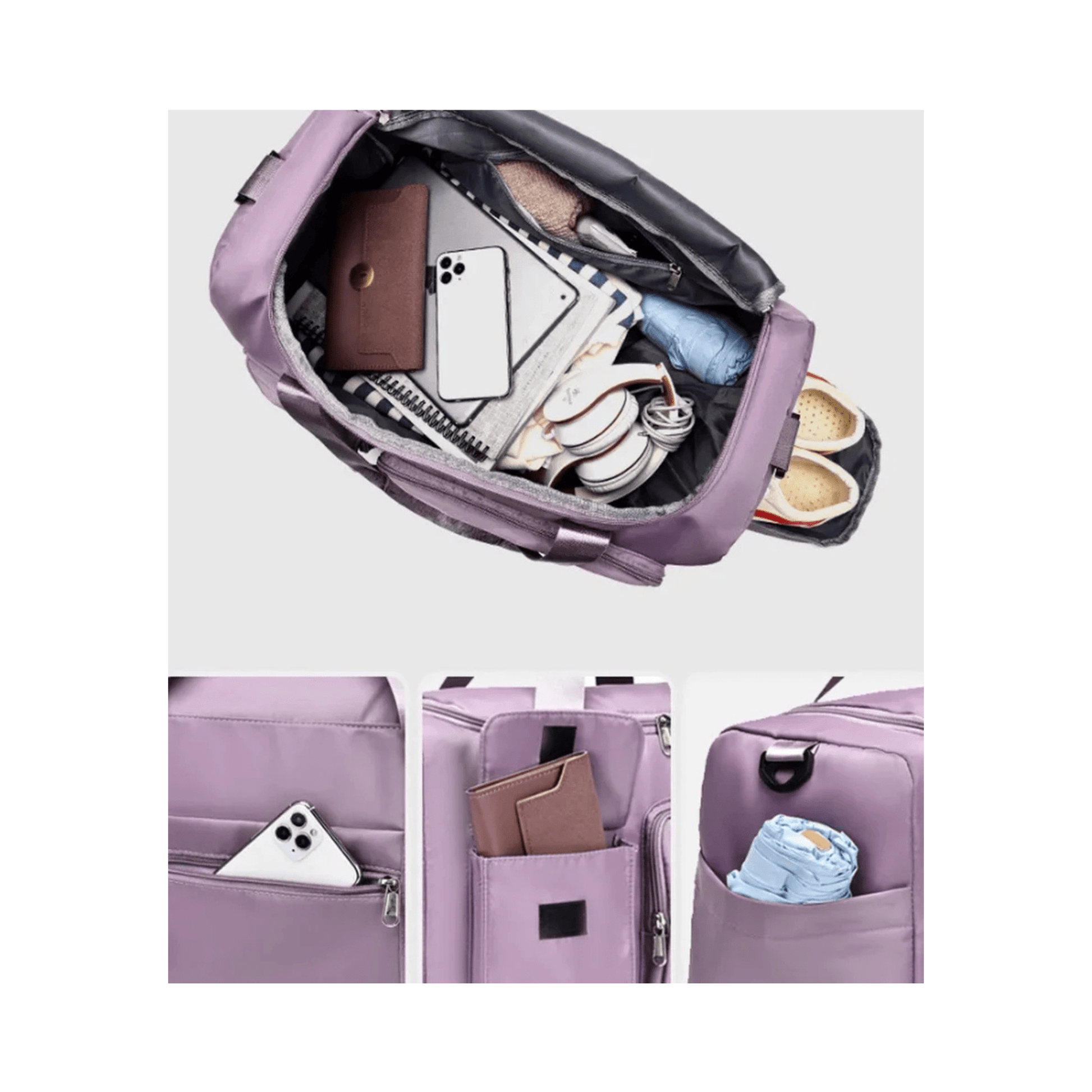 CarryQuest® - Grote Capaciteit Reistas voor Dames - Droog - Nat - Handbagage - Sporttas - Nylon - Lichtgewicht - Zwart