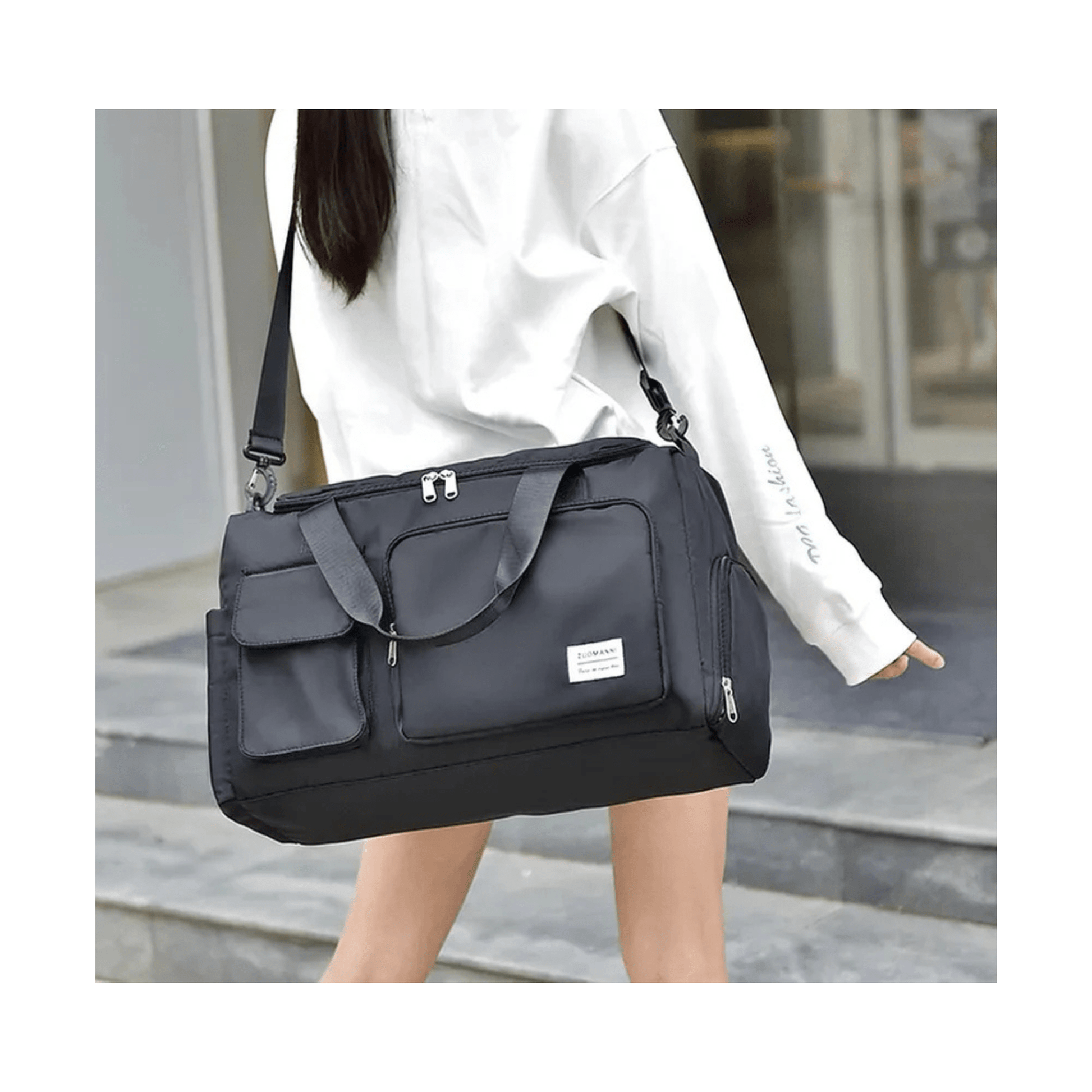 CarryQuest® - Grote Capaciteit Reistas voor Dames - Droog - Nat - Handbagage - Sporttas - Nylon - Lichtgewicht - Zwart