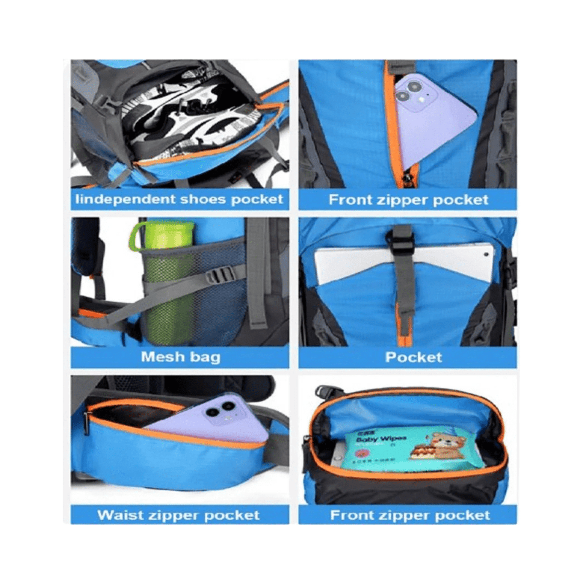 CarryQuest® - Grote Lichtgewicht Nylon Hiking - Voor - Oranje