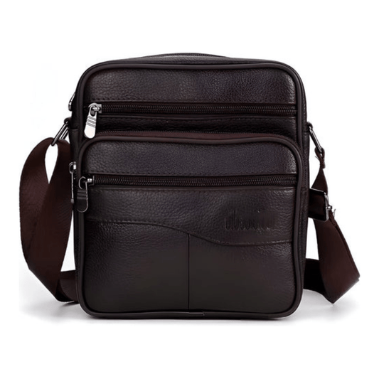 CarryQuest® - Heren Lederen Schoudertas - Echt Leder - Donkerbruin