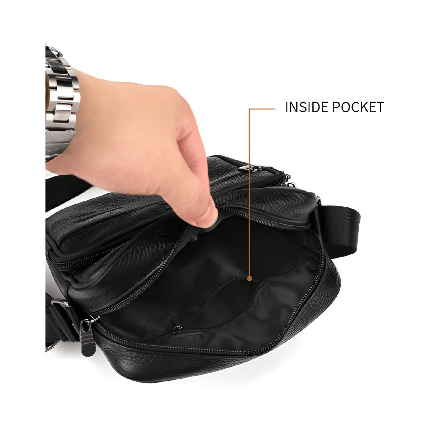 CarryQuest® - Heren Lederen Schoudertas - Echt Leder - DonkerbruinCarryQuestsimple