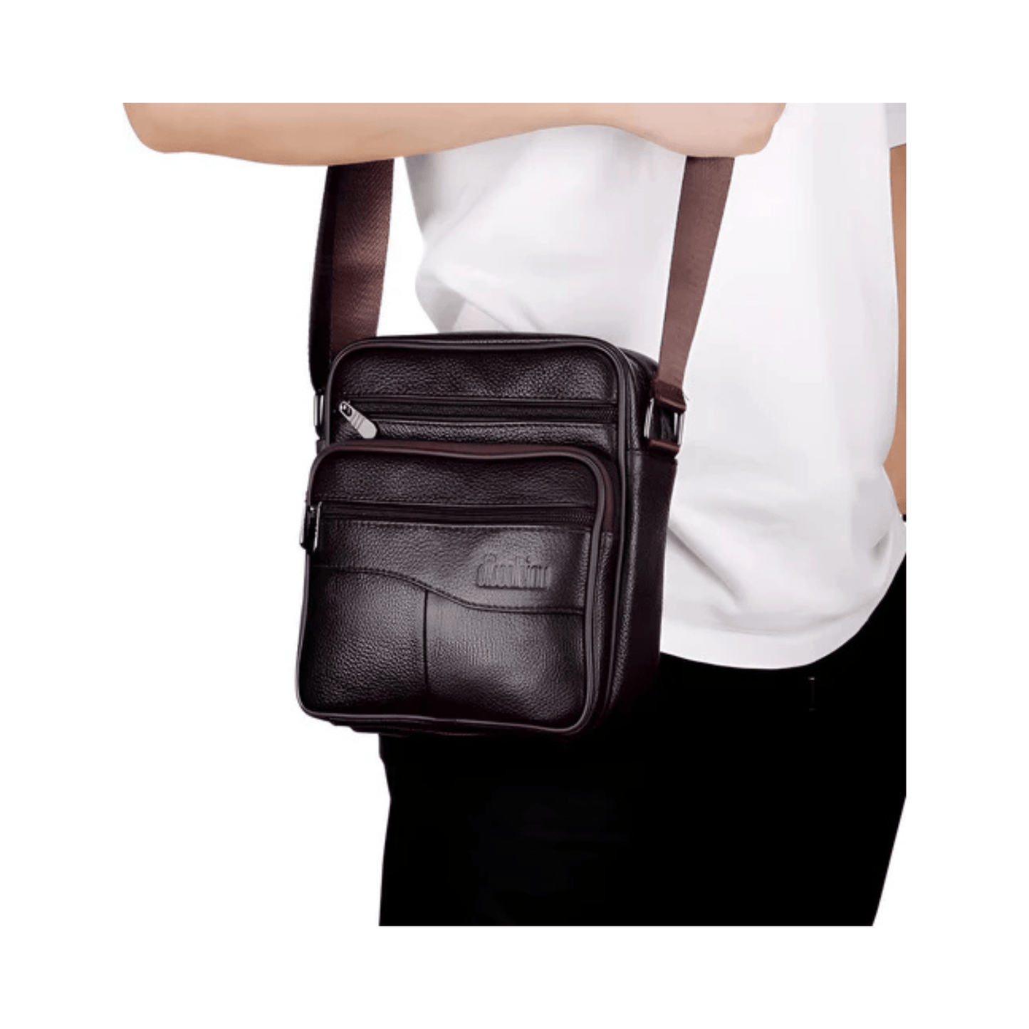 CarryQuest® - Heren Lederen Schoudertas - Echt Leder - DonkerbruinCarryQuestsimple