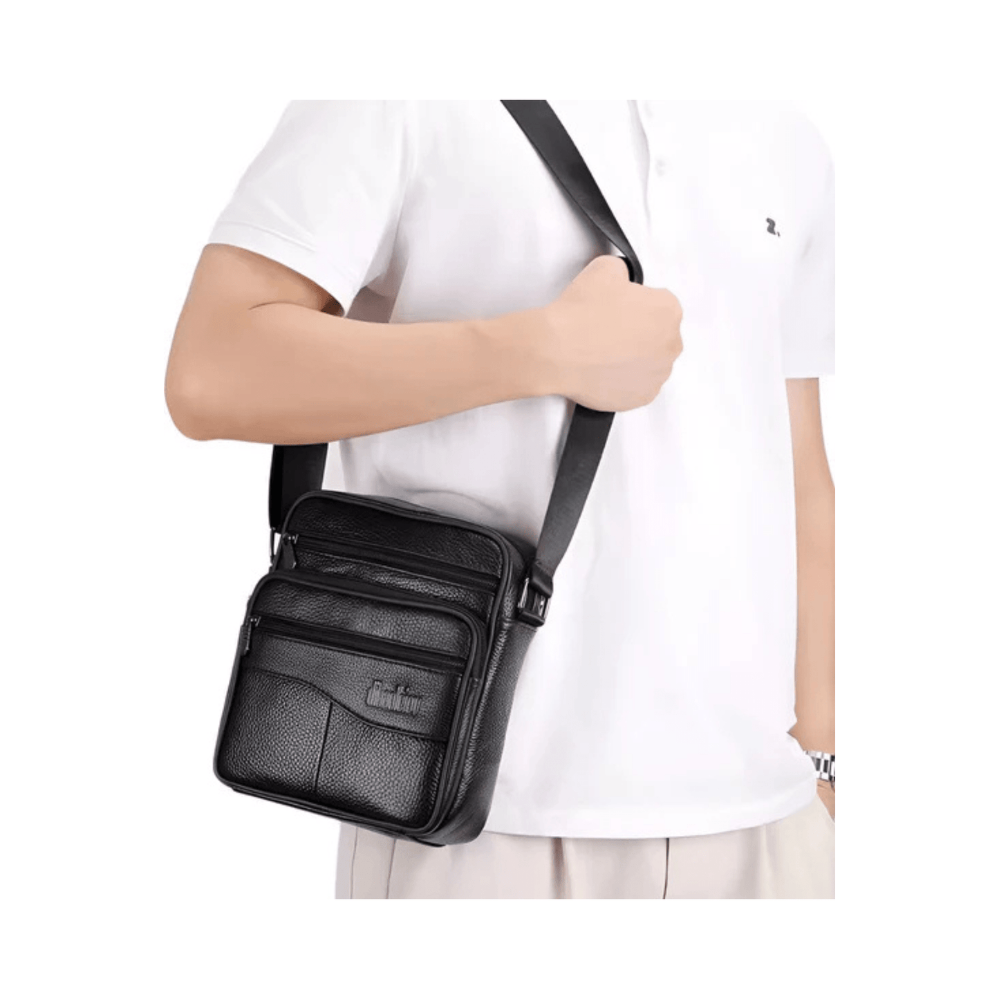 CarryQuest® - Heren Lederen Schoudertas - Echt Leder - ZwartCarryQuestsimple