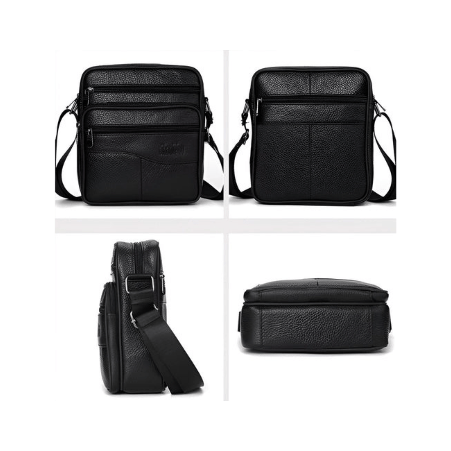 CarryQuest® - Heren Lederen Schoudertas - Echt Leder - ZwartCarryQuestsimple