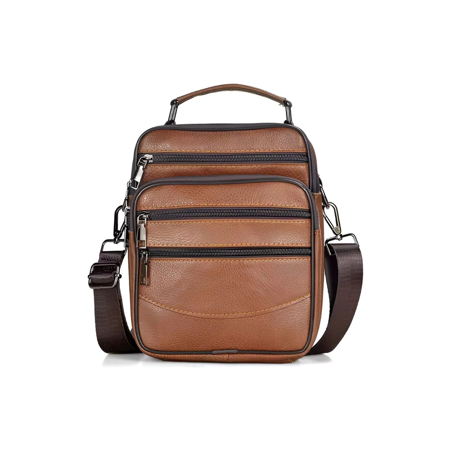 CarryQuest® - Heren Lederen Schoudertas - Handtassen - BruinCarryQuestsimple