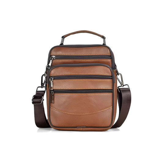 CarryQuest® - Heren Lederen Schoudertas - Handtassen - Bruin