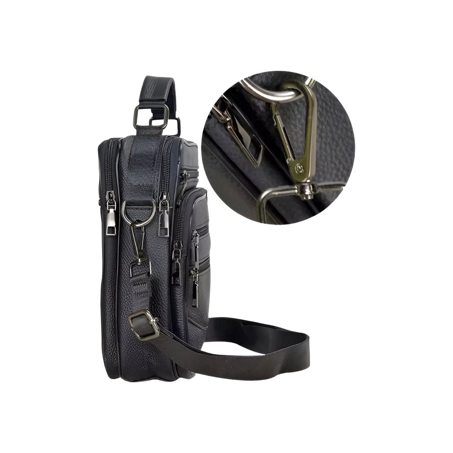 CarryQuest® - Heren Lederen Schoudertas - Handtassen - ZwartCarryQuestsimple