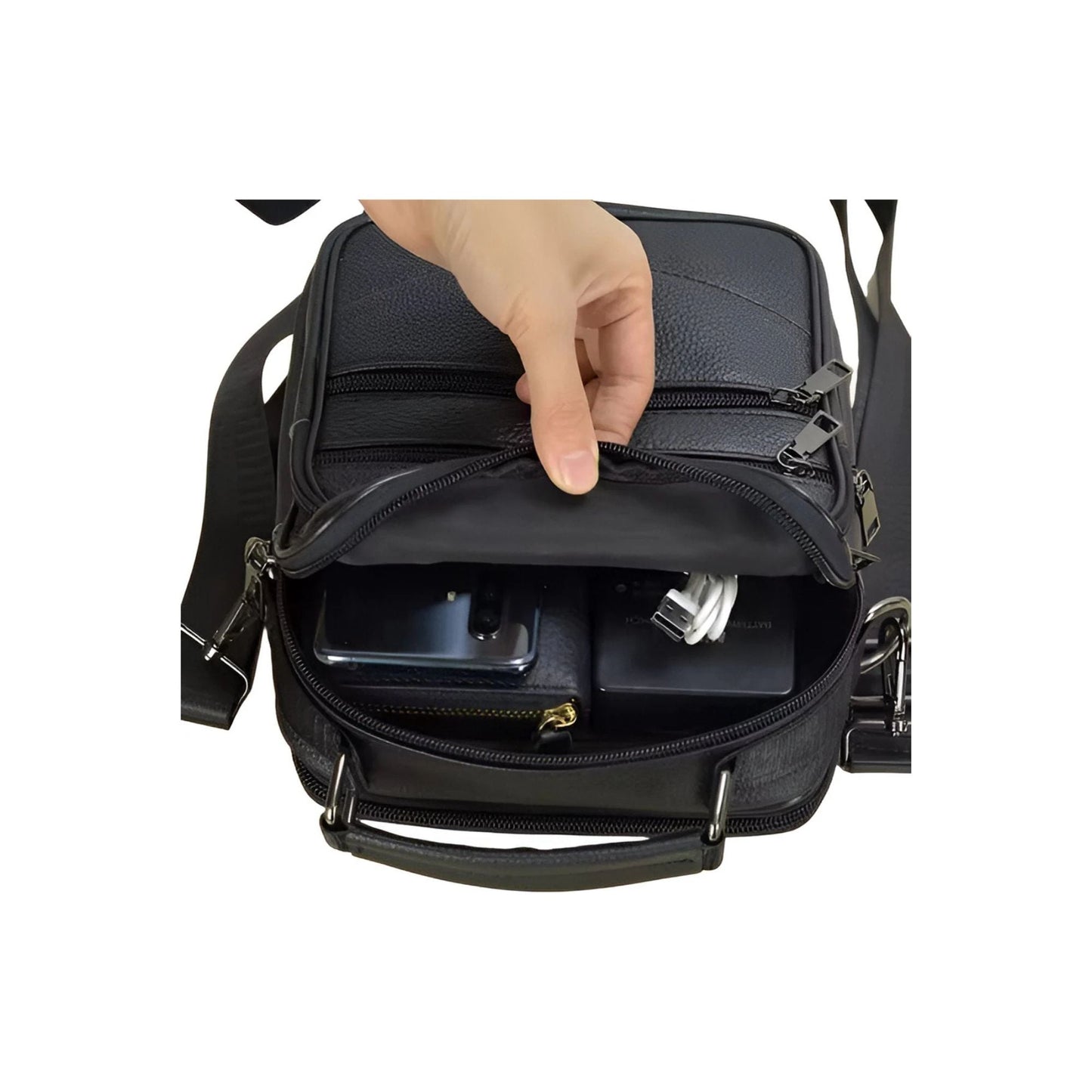 CarryQuest® - Heren Lederen Schoudertas - Handtassen - ZwartCarryQuestsimple
