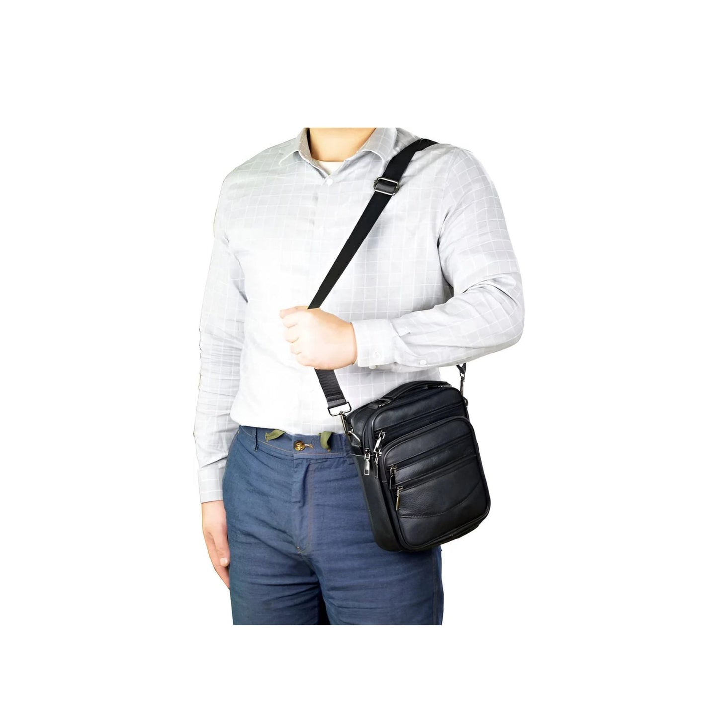 CarryQuest® - Heren Lederen Schoudertas - Handtassen - ZwartCarryQuestsimple