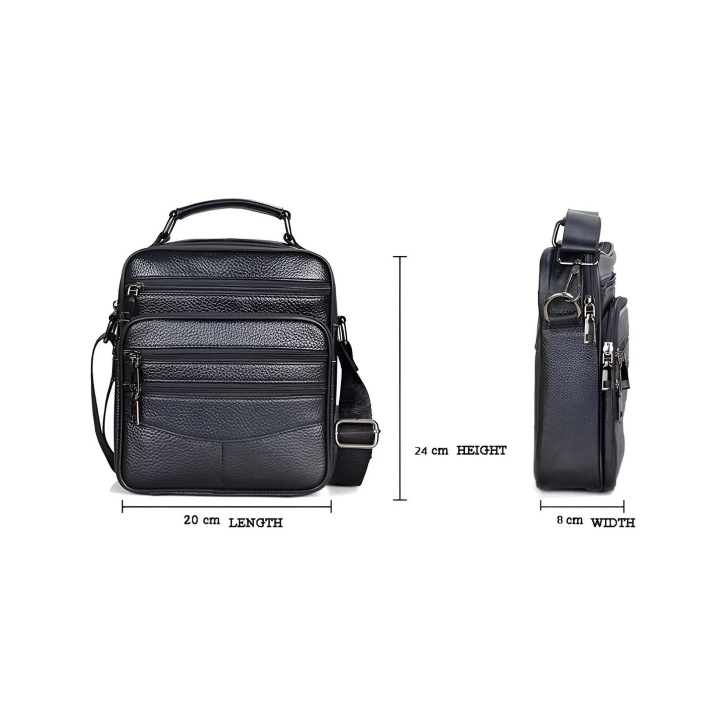 CarryQuest® - Heren Lederen Schoudertas - Handtassen - ZwartCarryQuestsimple