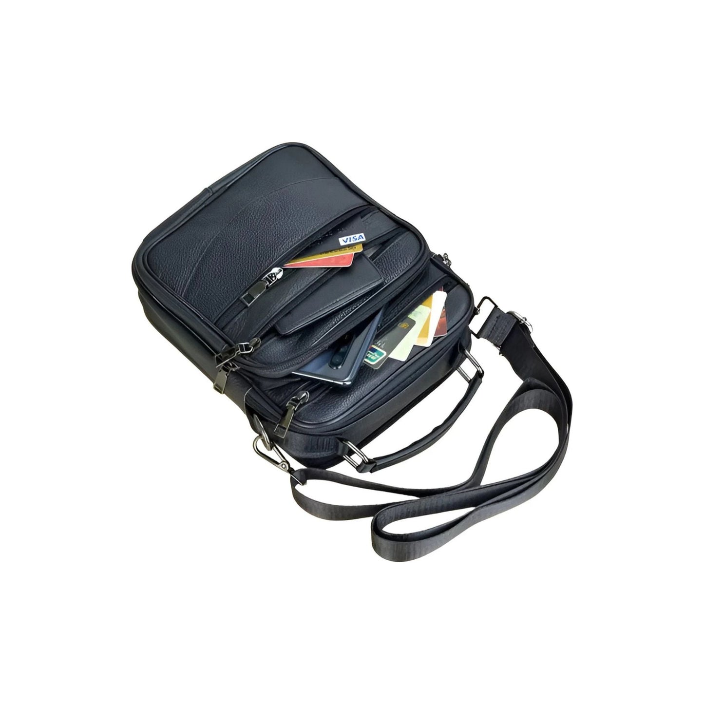 CarryQuest® - Heren Lederen Schoudertas - Handtassen - ZwartCarryQuestsimple