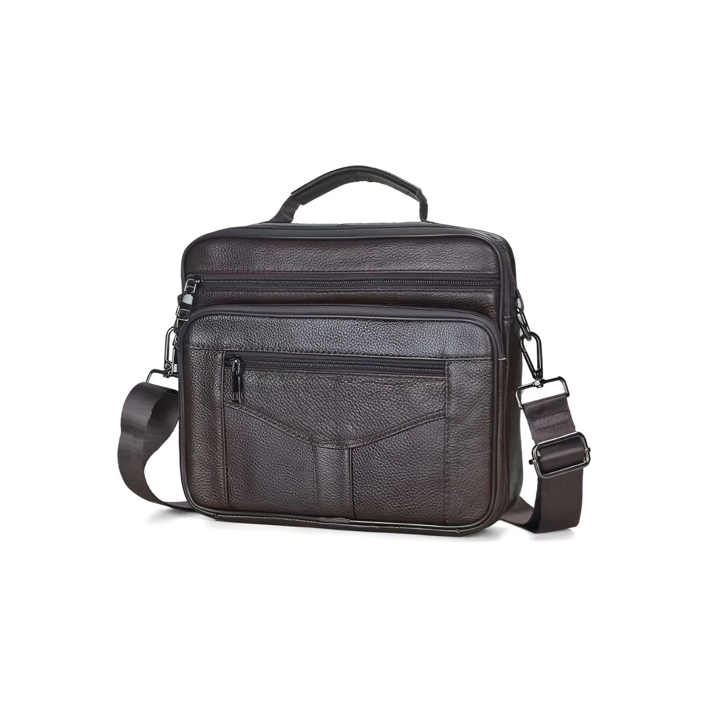 CarryQuest® - Heren Lederen Schoudertas - Koeienhuid Lederen Handtassen - KoffieCarryQuestsimple