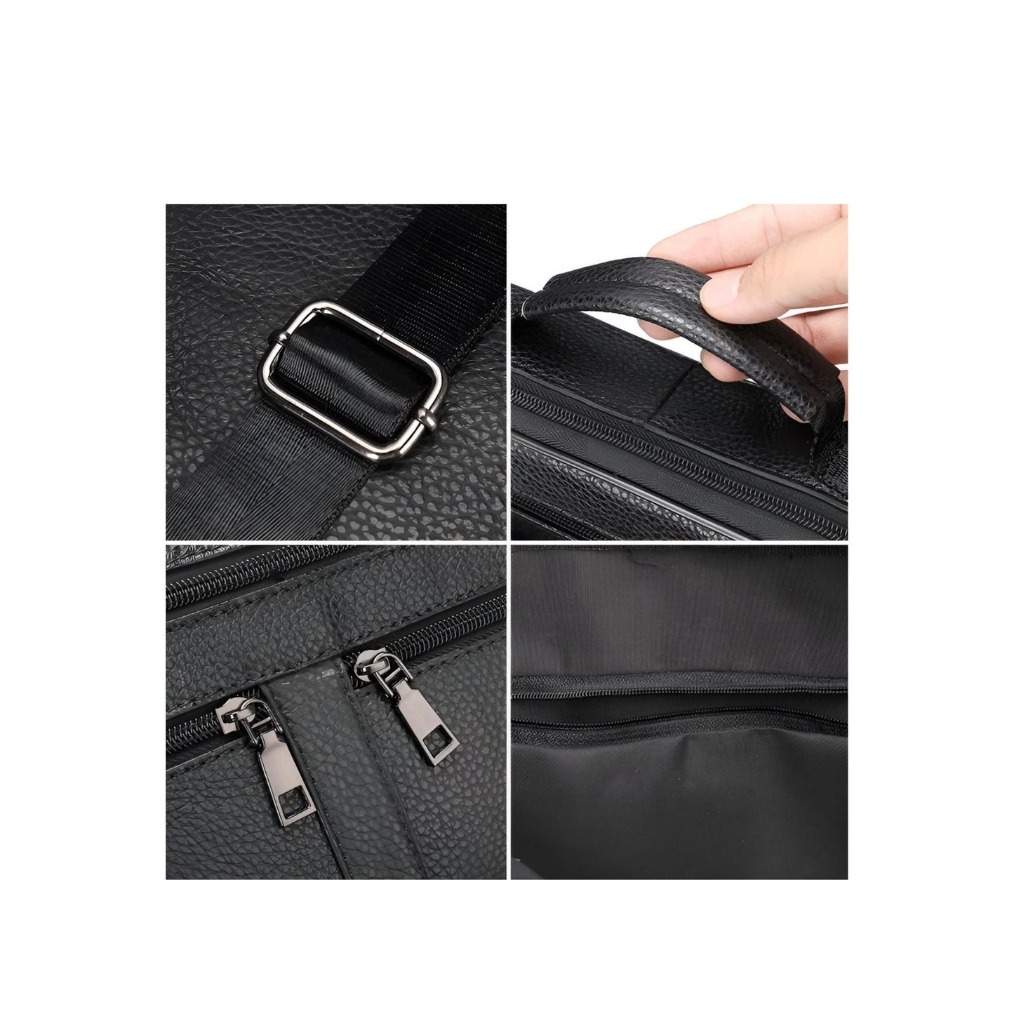 CarryQuest® - Heren Lederen Schoudertas - Koeienhuid Lederen Handtassen - ZwartCarryQuestsimple